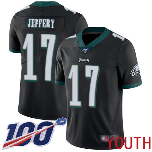 Youth Philadelphia Eagles #17 Alshon Jeffery Black Alternate Vapor Untouchable NFL Jersey Limited Player->nfl t-shirts->Sports Accessory